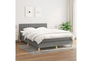 cadre de lit avec matelas Gris foncé 140x200cm Tissu