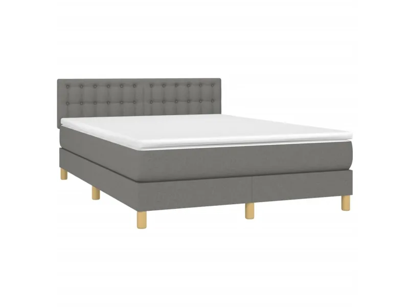 cadre de lit avec matelas Gris foncé 140x200cm Tissu