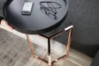 Table d'appoint design en bois noir / métal cuivré