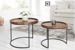 Tables d'appoint GIGOGNE en bois massif et métal 2