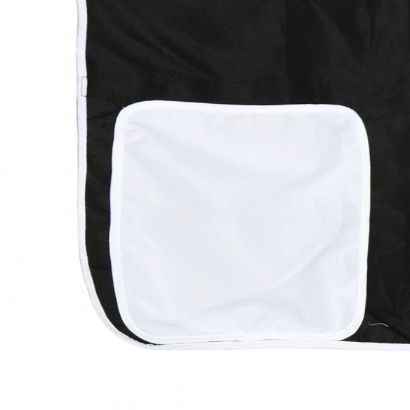Lit mezzanine enfants et rideaux blanc/noir 80x200cm pin massif