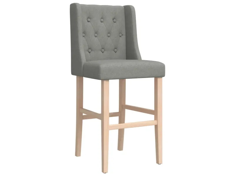 Chaises de bar lot de 2 bois massif d'hévéa et tissu