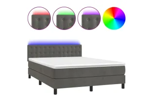 cadre de lit avec matelas LED Gris foncé 140x200 cm 2