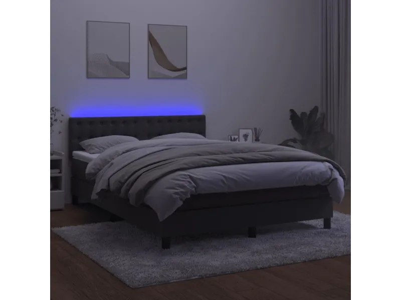 cadre de lit avec matelas LED Gris foncé 140x200 cm