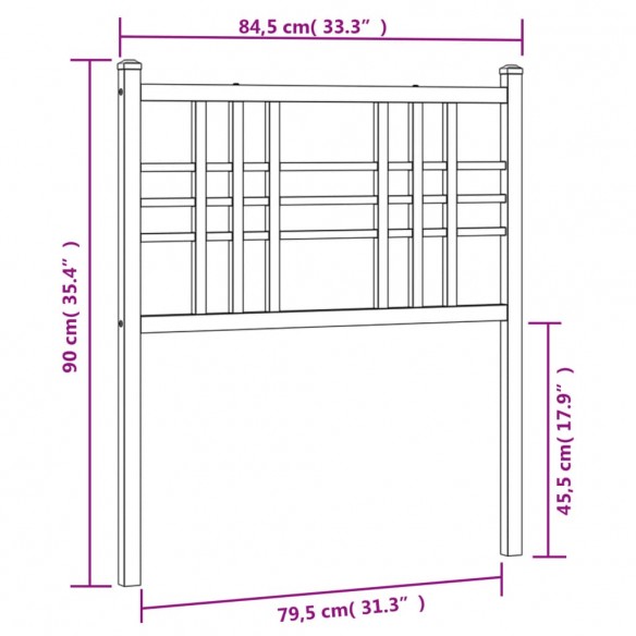 Tête de lit métal noir 80 cm
