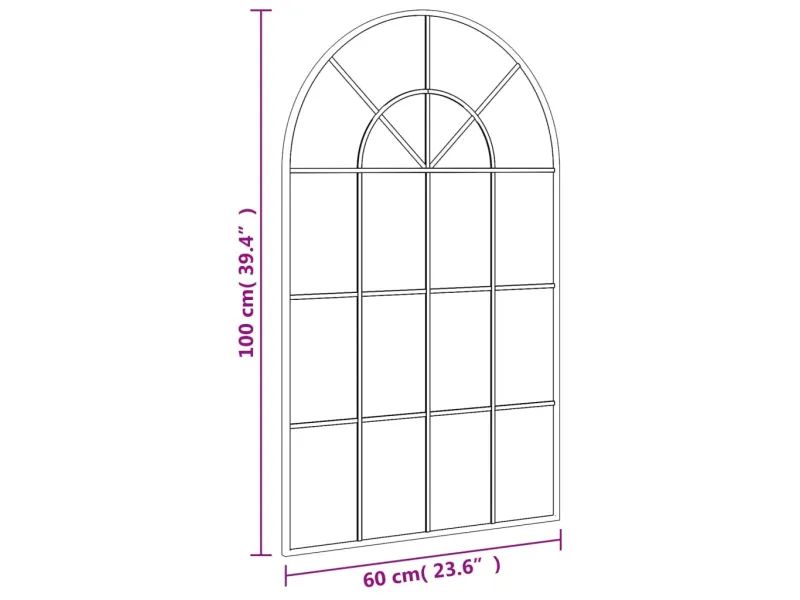 Miroir mural noir 60x100 cm arche fer