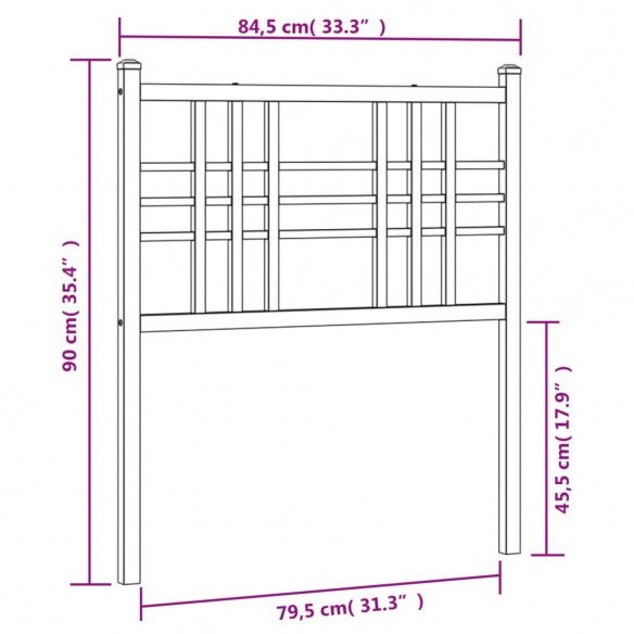 Tête de lit métal blanc 80 cm