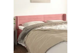 Tête de lit avec oreilles Rose 163x16x78/88 cm Velours