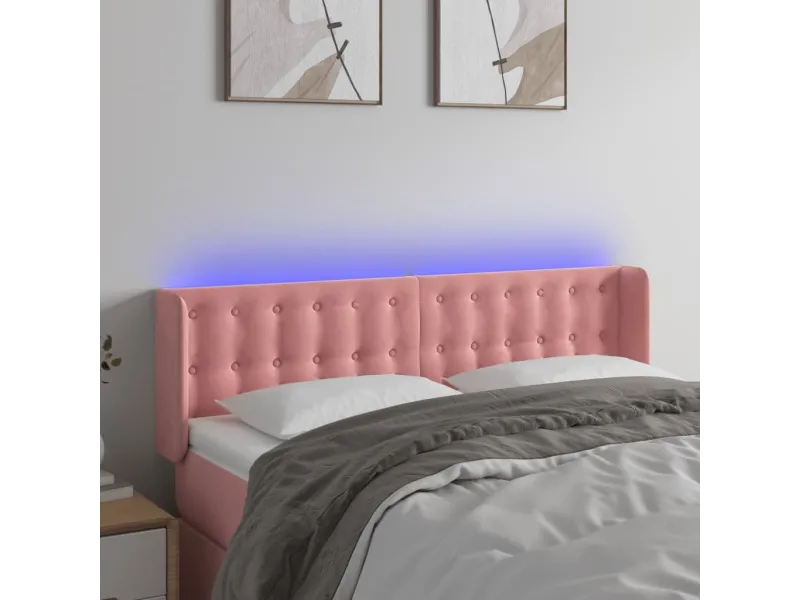 Tête de lit à LED Rose 147x16x78/88 cm Velours