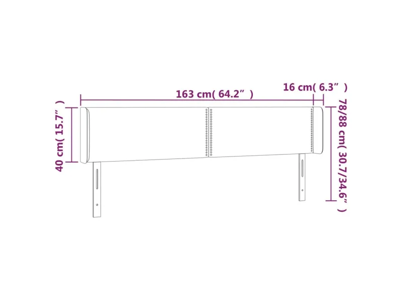 Tête de lit à LED Rose 163x16x78/88 cm Velours