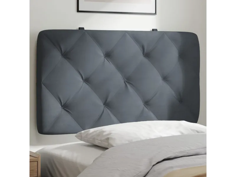 Coussin de tête de lit gris foncé 90 cm velours