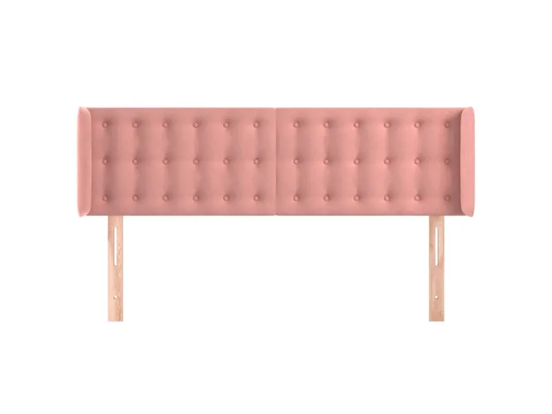 Tête de lit avec oreilles Rose 147x16x78/88 cm Velours