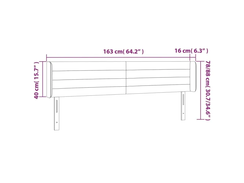 Tête de lit à LED Rose 163x16x78/88 cm Velours