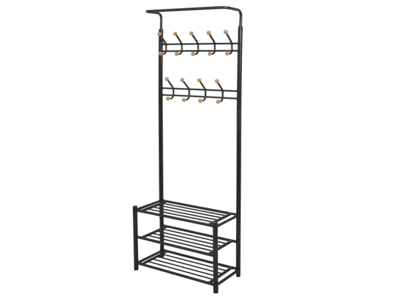 Porte-manteau avec rangement pour chaussures 68x32x182,5cm Noir