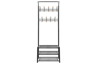 Porte-manteau avec rangement pour chaussures 68x32x182,5cm Noir 2