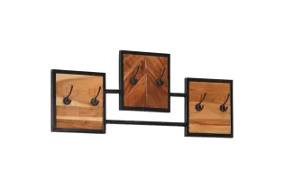 Porte-manteau mural 90x1x35 cm bois massif d'acacia et fer