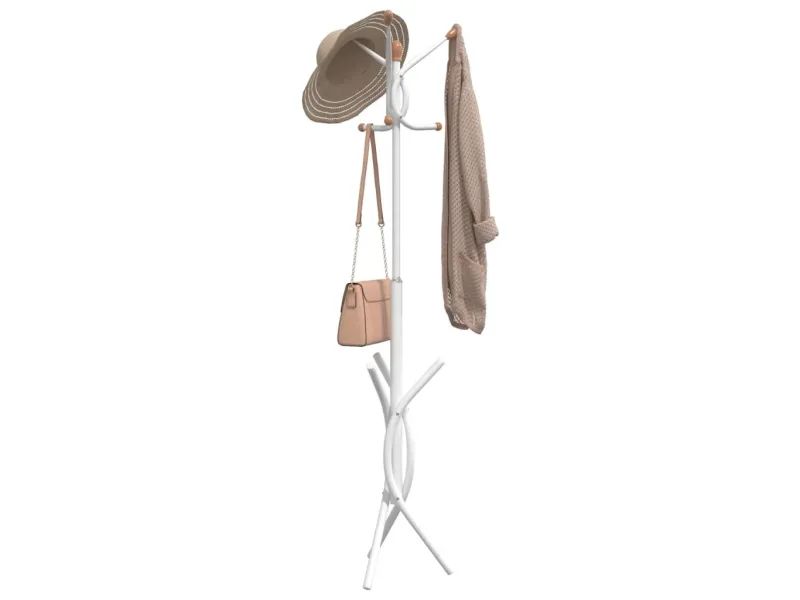 Porte-manteau blanc 176 cm fer enduit de poudre