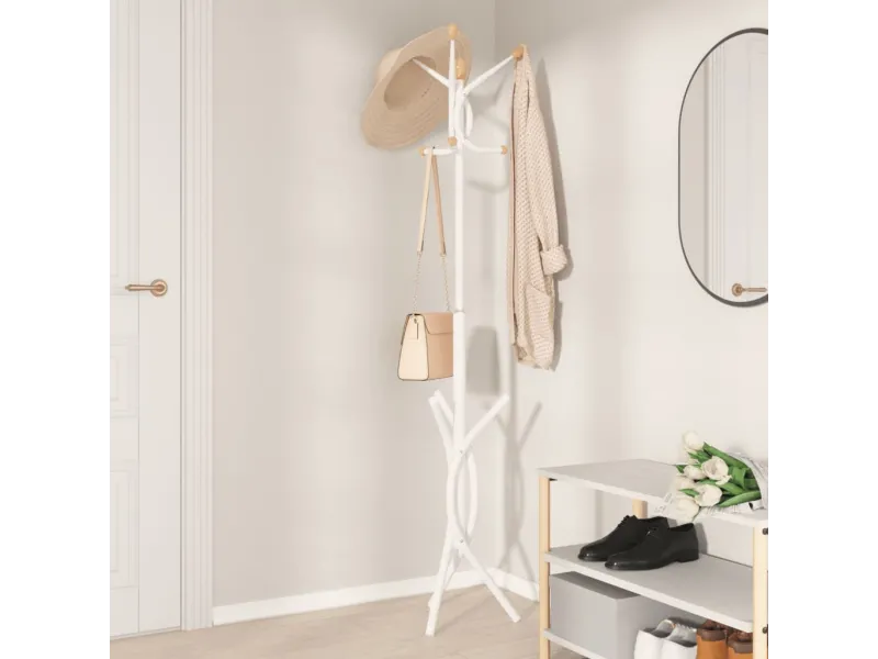 Porte-manteau blanc 176 cm fer enduit de poudre