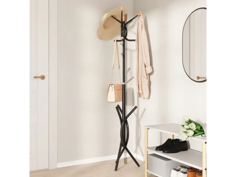 Porte-manteau noir 176 cm fer enduit de poudre