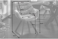 Chaise design scandinave de salle à manger coloris gris en microfibre avec piétement en métal