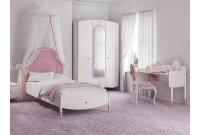 Lit design princesse de 90 x 200 cm coloris rose et blanc