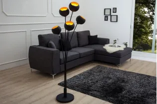 Lampadaire design en métal coloris or noir 170cm 2
