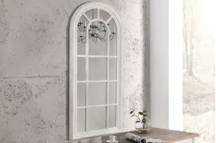 Miroir design Fenêtre avec cadre en bois blanc 2