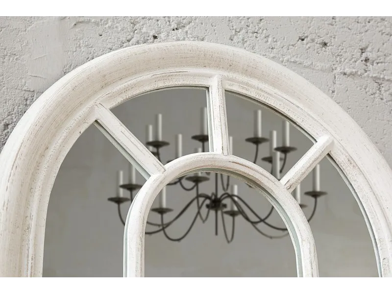Miroir design Fenêtre avec cadre en bois blanc