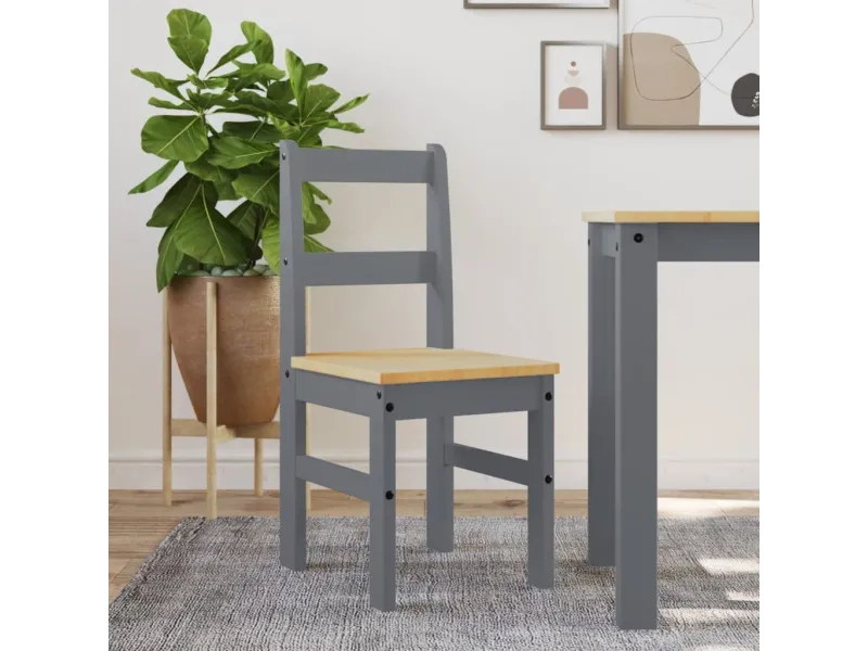 Chaises à manger lot de 2 Panama gris bois massif de pin