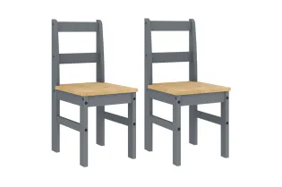 Chaises à manger lot de 2 Panama gris bois massif de pin 2