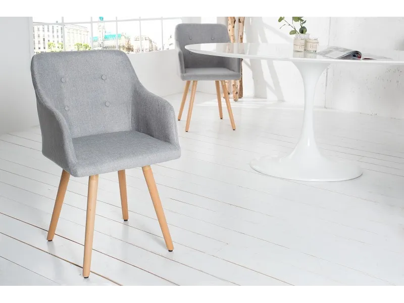 Lot de 2 fauteuils design scandinave revêtu en tissu gris clair