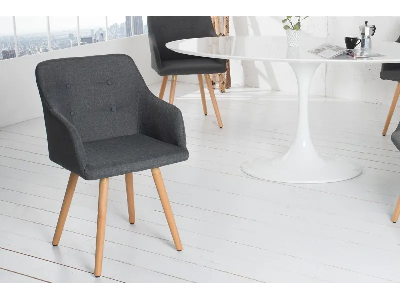 Lot de 2 fauteuils scandinaves en tissu gris foncé