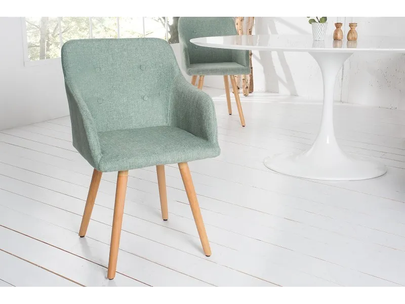 Lot de 2 fauteuils design scandinave en tissu vert menthe