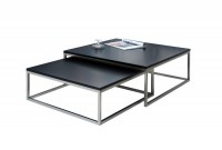 Ensemble de 2 tables basses moderne en MDF coloris noir laqué