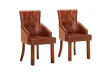 Chaises à manger lot de 2 marron cuir de chèvre véritable