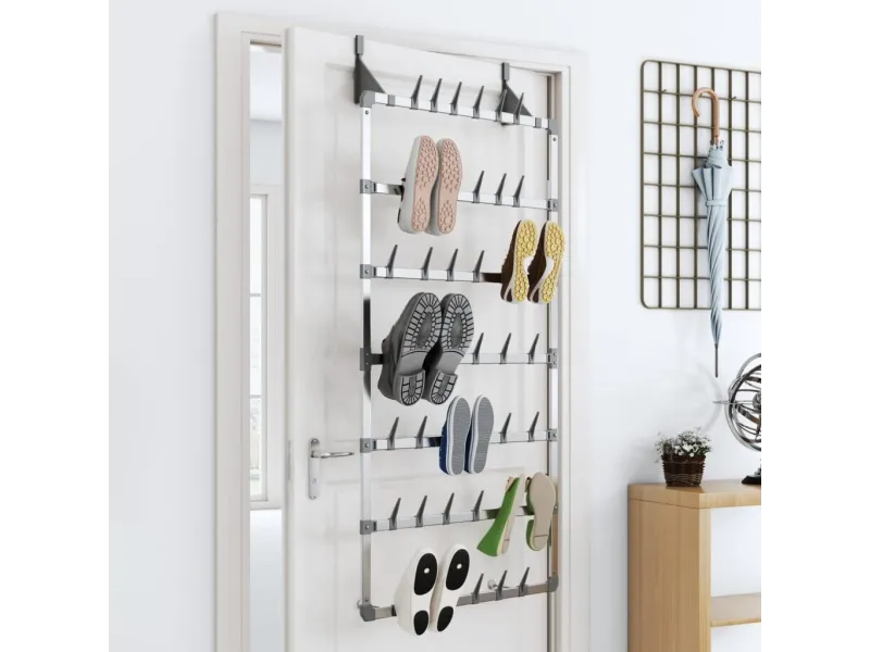Étagère à chaussures suspendue Argenté 66x13x139 cm