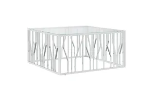 Table basse 100x100x50 cm acier inoxydable et verre 2
