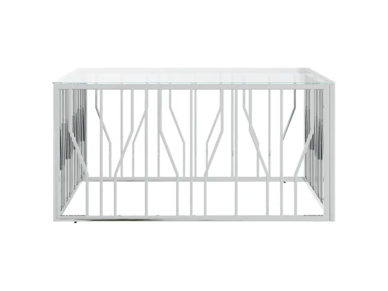 Table basse 100x100x50 cm acier inoxydable et verre