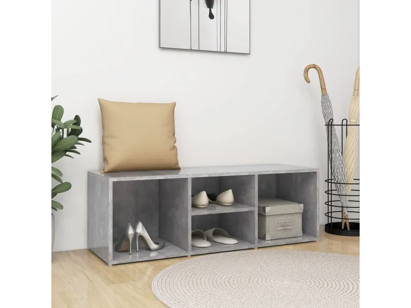 Banc à chaussures Gris béton 105x35x35 cm Aggloméré