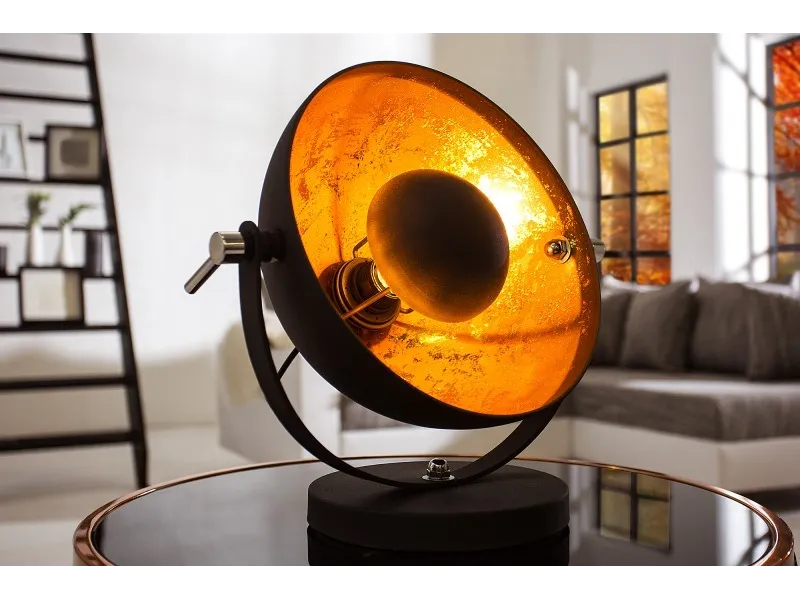 Lampe à poser moderne en aluminium et acier inoxydable coloris or noir