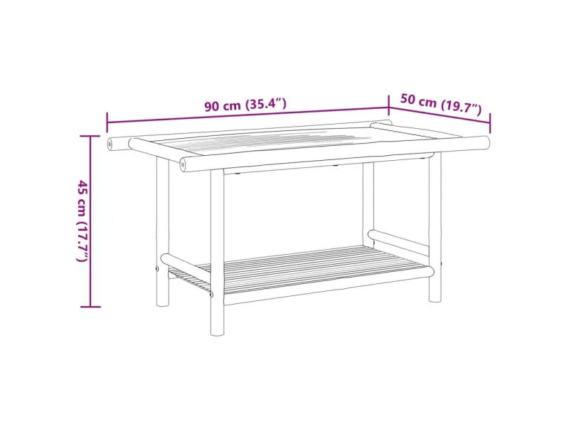 Table basse 90x50x45 cm bambou