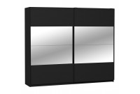Armoire avec miroir et 2 portes coulissantes teinté noir laqué