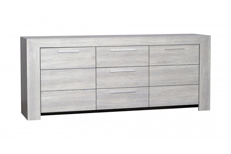 Bahut moderne 3 portes ouvrantes 1 tiroir en bois gris clair