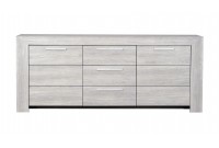 Bahut moderne 3 portes ouvrantes 1 tiroir en bois gris clair
