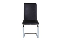 Chaise moderne en simili cuir noir et métal