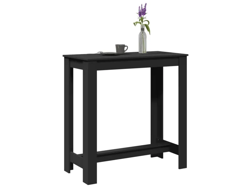 Table de bar noir 102x50x103,5 cm bois d'ingénierie