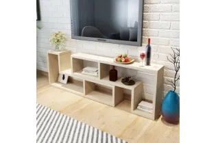 Meuble TV double en forme de L Chêne