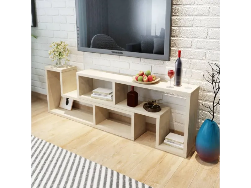 Meuble TV double en forme de L Chêne