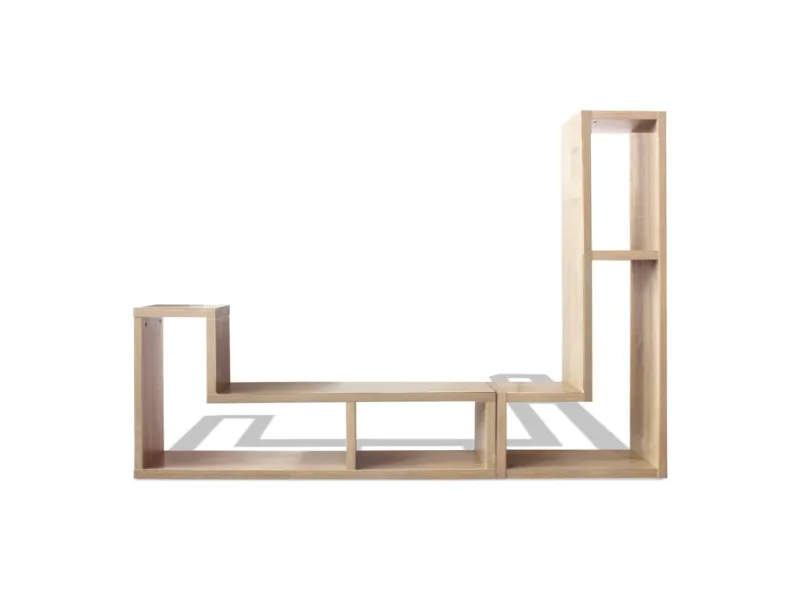 Meuble TV double en forme de L Chêne