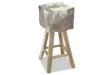 Tabouret de bar Cuir véritable et bois de teck solide